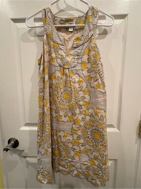 LOFT Yellow and Gray Floral Sleeveless Mini Dress